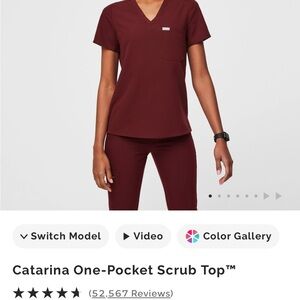 Figs Catarina Scrub Top - Deep Burgundy